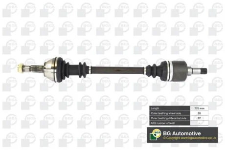 Піввісь Ducato/Jumper 1/1.4t Л. (28/37, без ABS, 770мм) BGA DS6710L