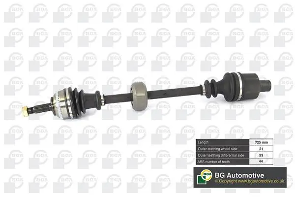 Піввісь Kangoo 1.2-1.6/1.9D Пр. (21нар./23вн.)(+ABS 44зуб.)(шплінт) BGA DS7300RA (фото 1)