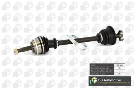 Привідний вал (21z L623mm) Лів. Kangoo/Clio 1.2|1.6/1.5|1.9D (+ABS 26z) BGA DS7301LA