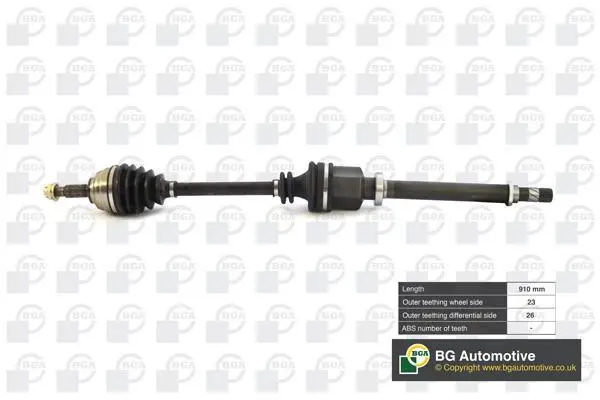 Привідний вал Прав. (23/26z L910mm) KANGOO/CITAN 12-21/Megane II-III 1.4|1.6/1.5dCi 03-10 (5 speed) BGA DS7332RA (фото 1)