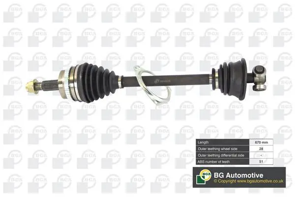 Піввісь Master/Movano 2.5dCi/dTi 01- Л. (+ABS) BGA DS9510LA (фото 1)