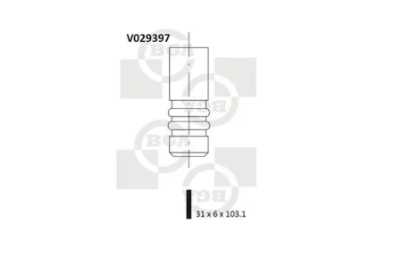 Клапан впуск. Astra/Corsa/Vectra/Zafira 1.4-1.6 i 97- BGA V029397