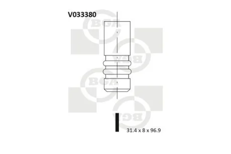 Клапан випуск. 2.5TDI LT 96-06/T4 96-03/Crafter 06- BGA V033380