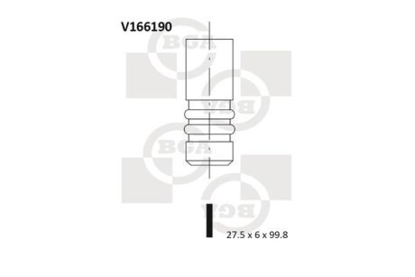 Клапан впуск BMW 3 (E90/E91/E92)/5 (E60/E61)/X3 (E83)/X5 (E70) 3.0 06-13 BGA V166190