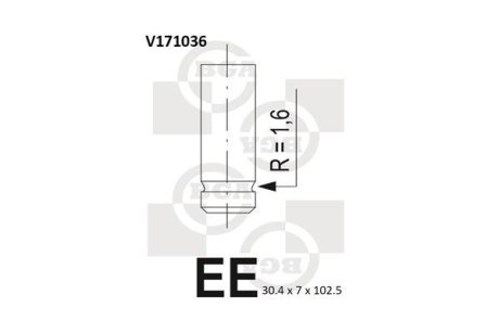 Клапан впускной Fiat Doblo 1.6 i BGA V171036