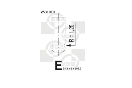 Клапан впуск. CITROEN C4/JUMPY/PEUGEOT 307/407 2.0i 99- BGA V531010