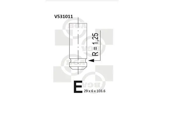 Клапан випуск. C4/JUMPY/P307/407/EXPERT/SCUDO 2.0i 97- BGA V531011 (фото 1)