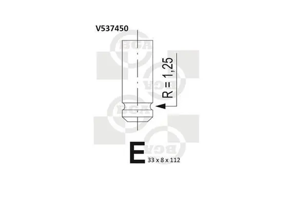 Клапан випуск. Berlingo/Partner 1.8/1.9D 98- (33x8x112) BGA V537450 (фото 1)