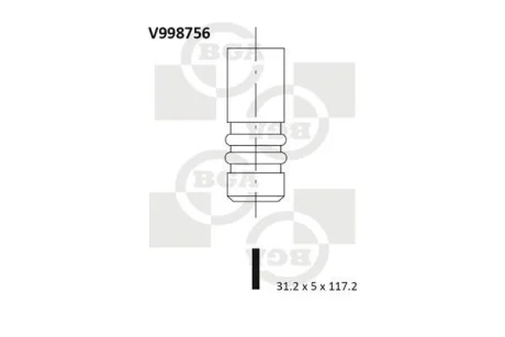 Клапан впуск. Aveo (T300)/Astra/Vectra/Insignia A 1.6i 94-18 BGA V998756