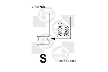 Клапан випуск. FORDMONDEO/MAZDA 3/5/6 2.0/2.3i 00- BGA V998768