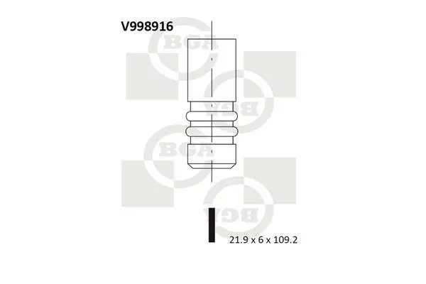 Клапан впуск. 1.3JTD/HDi Doblo 04-/Combo 05-/Nemo/Bipper 10- (21.9x6x109.2) BGA V998916 (фото 1)