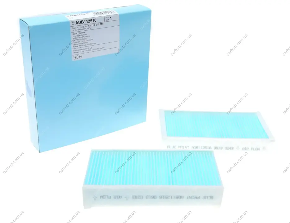 Фільтр салону BMW X3 (F25)/X4 (F26) 2.0-3.0 10-18 BLUE PRINT ADB112516 (фото 1)