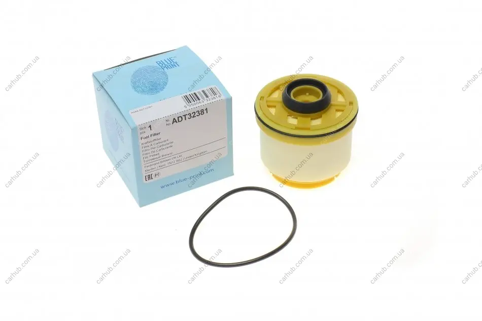 Паливний фільтр FIAT FULLBACK ISUZU D-MAX II, D-MAX III LEXUS IS II MITSUBISHI L200, L200 / TRITON, PAJERO SPORT III TOYOTA FORTUNER, HIACE V, HILUX VII, HILUX VIII 1.9D-3.0D 01.04- BLUE PRINT ADT32381 (фото 1)