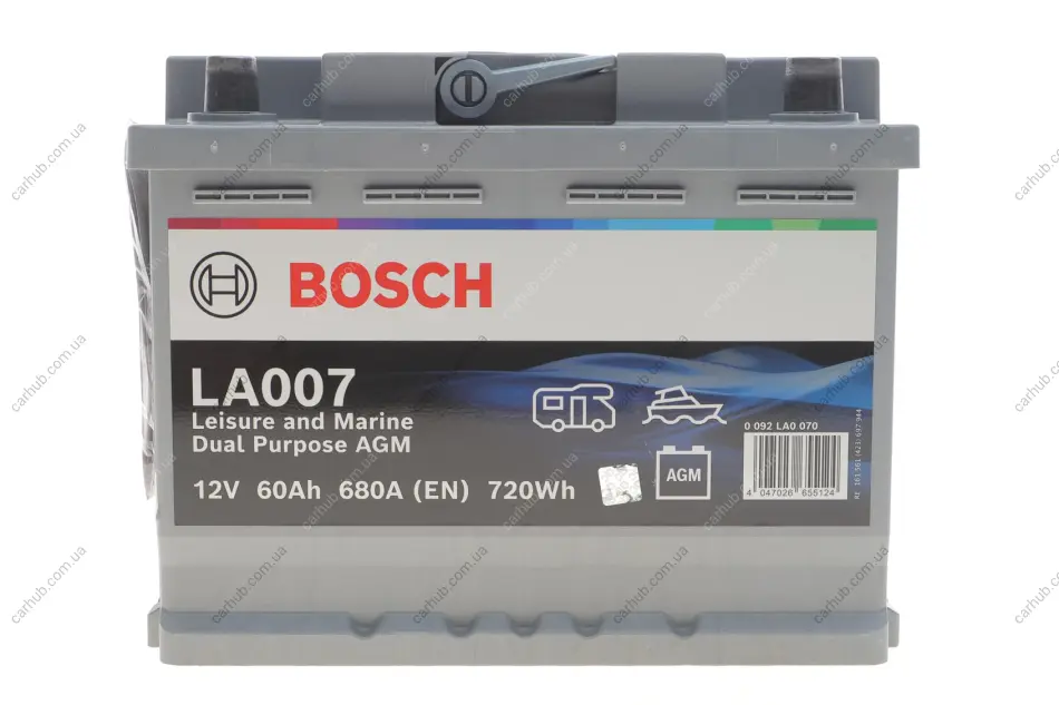 Акумуляторна батарея 60Ah/560A (242x175x190/+R/B13) Dual Purpose AGM BOSCH 0 092 LA0 070 (фото 1)