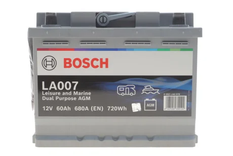 Акумуляторна батарея 60Ah/560A (242x175x190/+R/B13) Dual Purpose AGM BOSCH 0 092 LA0 070