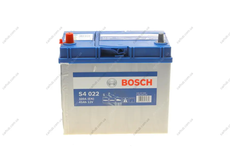 Акумуляторна батарея 45Ah/330A (238x129x227/+L/B00) S4 Азія BOSCH 0 092 S40 220 (фото 1)