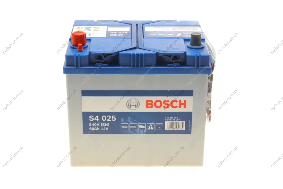 Акумуляторна батарея 60Ah/540A (232x173x225/+L/B00) S4 Азія BOSCH 0 092 S40 250 (фото 1)