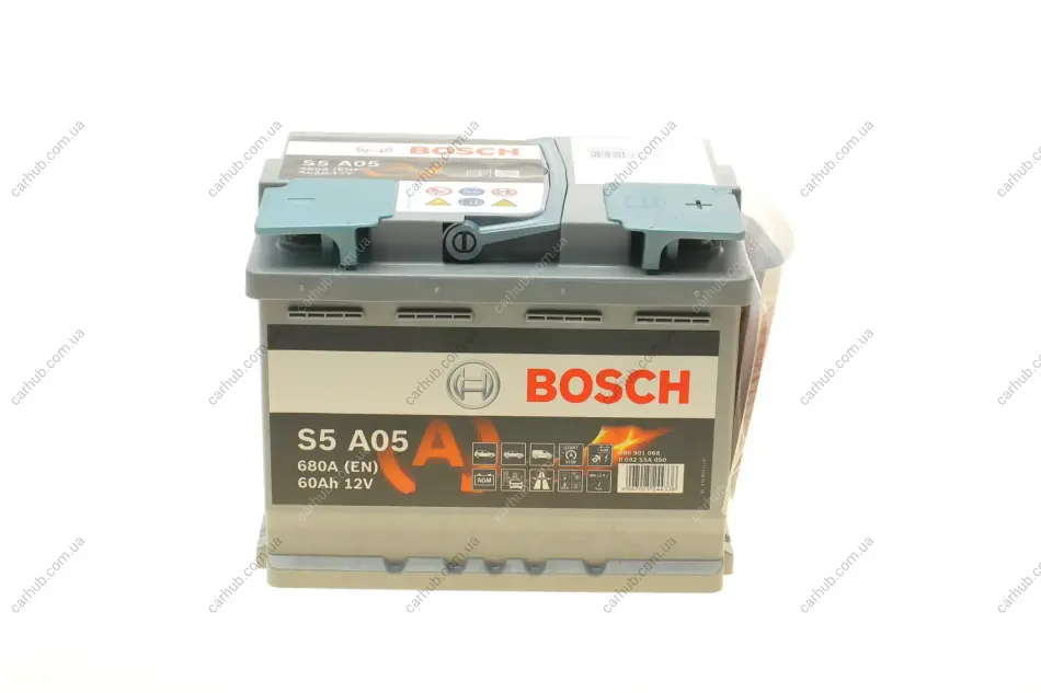 Акумулятор 12В 60Агод./680А START&STOP AGM (R+ стандартні клеми) 242x175x190 B00 - без монтажного фланця (пусковий/agm) BOSCH 0 092 S5A 050 (фото 1)