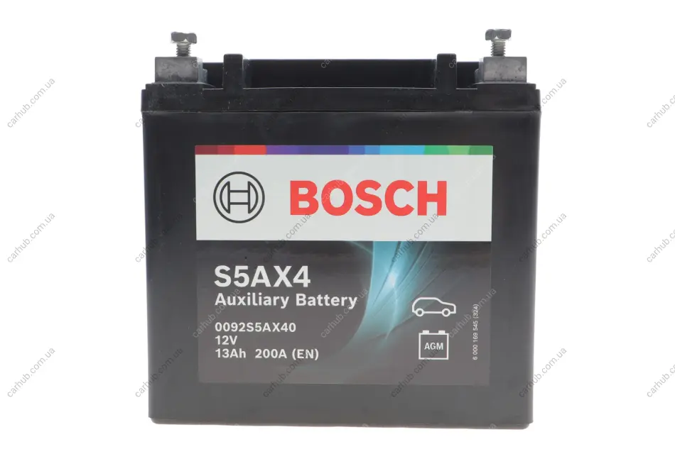 Акумуляторна батарея 13Ah/200A (150x87x145/+L/BO) S5AX4 AB (Start-Stop/AGM/допоміжна) BOSCH 0 092 S5A X40 (фото 1)