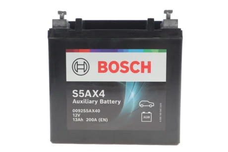 Акумуляторна батарея 13Ah/200A (150x87x145/+L/BO) S5AX4 AB (Start-Stop/AGM/допоміжна) BOSCH 0 092 S5A X40
