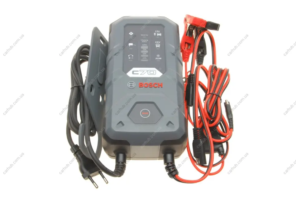 Зарядний пристрій C70 (12V/24V) (14Ah до 300Ah) 10A (EFB/GEL/VRLA/AGM) з підтримкою заряду BOSCH 0 189 911 070 (фото 1)