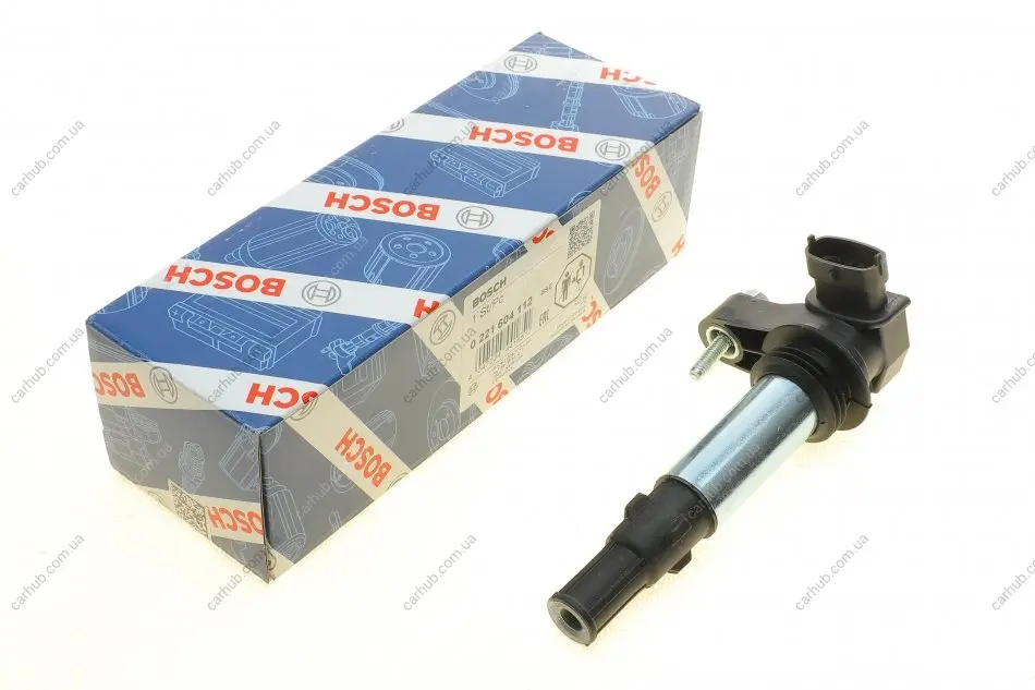 Котушка запалювання ALFA ROMEO 159, BRERA, SPIDER CADILLAC CTS, SRX, STS CHEVROLET TRAVERSE GMC ACADIA OPEL SIGNUM, VECTRA C, VECTRA C GTS SAAB 9-3 2.8/3.2/3.6 01.04- BOSCH 0 221 604 112 (фото 1)