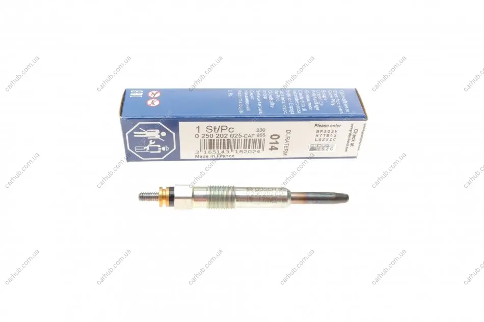 Свічка розжарювання Renault/Volvo 1.9-2.2 DI/DT/DTI/SDI 11V (M10x1/4s) BOSCH 0 250 202 025 (фото 1)