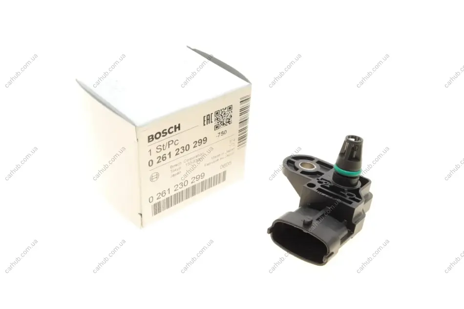 Датчик тиску у впускному газопроводі Mitsubishi Lancer 1.5-1.6 08-/Colt 1.1-1.3 04- BOSCH 0 261 230 299 (фото 1)