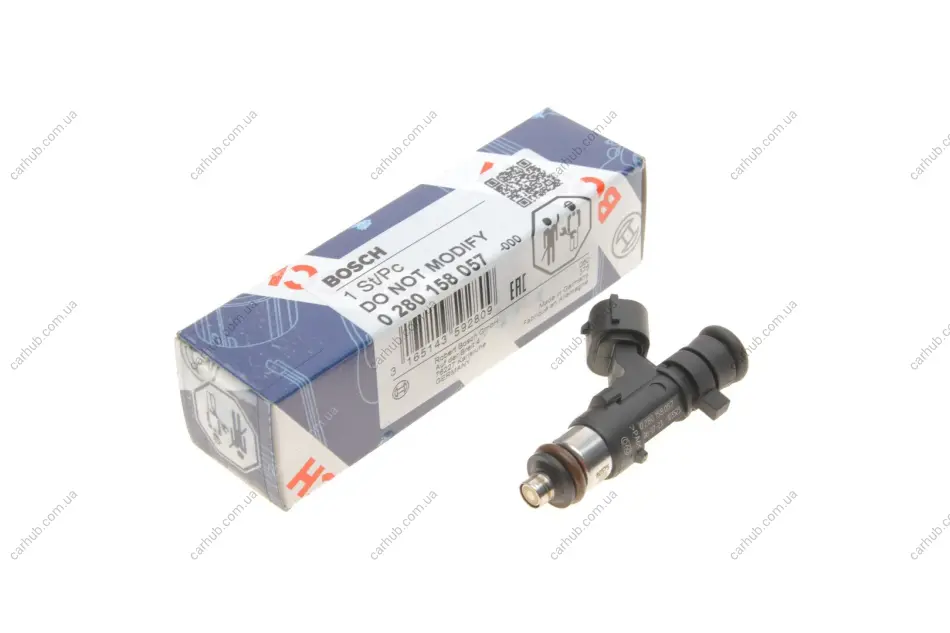 Паливний інжектор CITROEN BERLINGO, BERLINGO MULTISPACE, C2, C3 I, C3 PLURIEL, C4, C4 I, C4 II, XSARA PICASSO PEUGEOT 1007, 206, 207, 307, 308 I, PARTNER, PARTNER ORIGIN 1.6/1.6ALK/2.0 07.00- BOSCH 0 280 158 057 (фото 1)