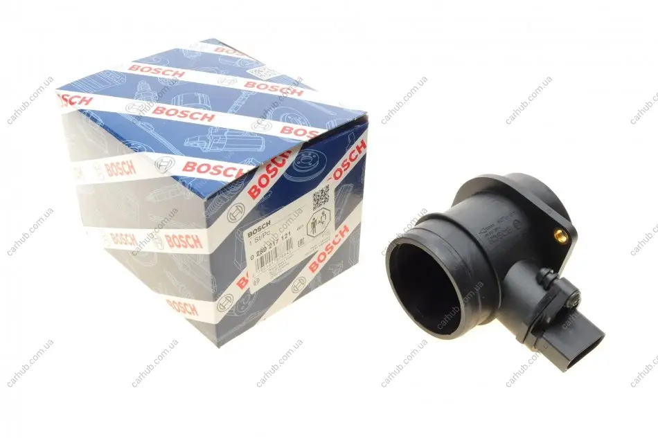 Витратомір повітря (5 pin, модуль) AUDI A3, A4 B5, A4 B6, A4 B7, A6 C5 FORD GALAXY I, GALAXY MK I SEAT ALHAMBRA, IBIZA III, LEON, TOLEDO II SKODA FABIA I, OCTAVIA I VW BORA 1.4D-2.5D 03.95-12.10 BOSCH 0 280 217 121 (фото 1)