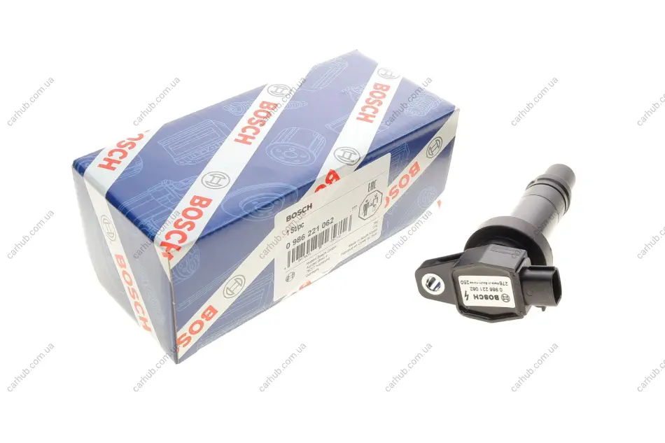 Котушка запалювання HYUNDAI ELANTRA IV, I30 KIA CEE\'D, CERATO I, PRO CEE\'D 1.4-1.6LPG 04.04-12.13 BOSCH 0 986 221 062 (фото 1)