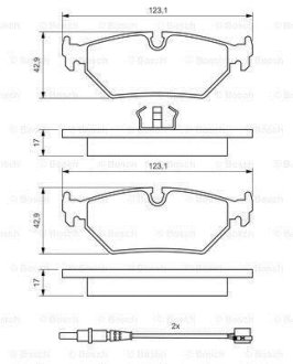 Колодки гальмівні (задні) Citroen Evasion/Fiat Ulysse/Lancia Zeta/Peugeot 806 94-02 (+датчики) 0 986 424 027 BOSCH 0986424027