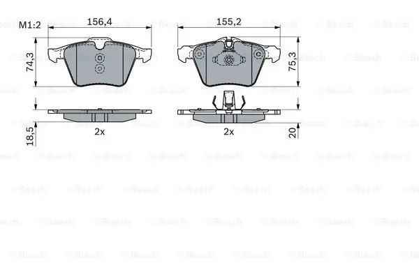Комплект гальмівних колодок передн, JAGUAR F-TYPE, XF I, XF SPORTBRAKE, XJ, XK II 2.0-5.0 03.06- BOSCH 0 986 424 125 (фото 1)