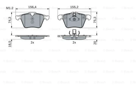 Комплект гальмівних колодок передн, JAGUAR F-TYPE, XF I, XF SPORTBRAKE, XJ, XK II 2.0-5.0 03.06- BOSCH 0 986 424 125