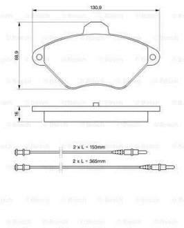 Колодки гальмівні (передні) Citroen Xantia 93-03 (з датчиками) 0 986 424 278 BOSCH 0986424278