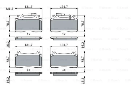 Комплект гальмівних колодок передн, ALFA ROMEO GIULIA, STELVIO 2.0/2.2D/2.9 10.15- BOSCH 0 986 424 851