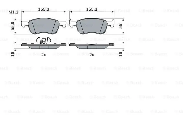 Комплект гальмівних колодок передн, FORD FIESTA VII, TRANSIT COURIER V769 FURGON/NADWOZIE WIELKOPRZESTRZENNE 1.0-1.5D 05.17- BOSCH 0986424867 (фото 1)