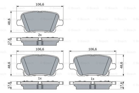 Гальмівні колодки, дискові BOSCH 0986424872