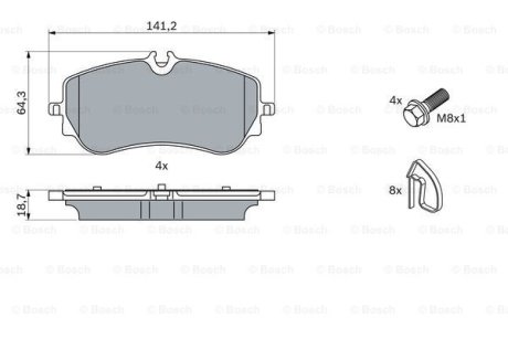 Гальмівні колодки, дискові BOSCH 0986424875