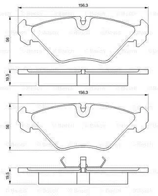 Комплект гальмівних колодок передн, SAAB 9000 2.0/2.3/3.0 09.84-12.98 BOSCH 0 986 461 766 (фото 1)