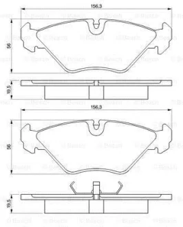Комплект гальмівних колодок передн, SAAB 9000 2.0/2.3/3.0 09.84-12.98 BOSCH 0 986 461 766