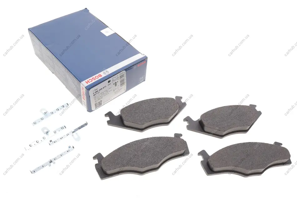 Комплект гальмівних колодок передн, SEAT CORDOBA, IBIZA II, TOLEDO I VW CADDY I, GOLF I, GOLF II, GOLF III, JETTA I, JETTA II, PASSAT B1, PASSAT B2, PASSAT B3/B4, SANTANA 1.0-2.8 05.73-10.02 BOSCH 0 986 468 873 (фото 1)