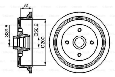 Барабан гальмівний (задній) Audi 80/90/Coupe 80-91 (108x52) BOSCH 0 986 477 016