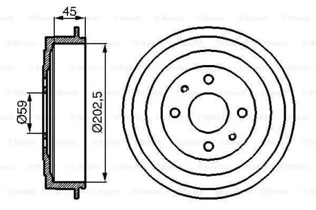Гальмівний барабан задн ALFA ROMEO 145, 146 FIAT BRAVA, BRAVO I, FIORINO, IDEA, MAREA, PANDA, PUNTO, QUBO LANCIA DELTA II, MUSA, YPSILON 1.2-1.9D 07.94- BOSCH 0 986 477 109