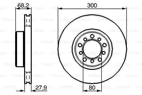 Диск гальмівний передн лів/прав MERCEDES S (C126), S (W126) 2.5-5.5 09.85-06.91 BOSCH 0 986 478 197 (фото 1)