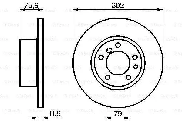 Диск гальмівний передн лів/прав BMW 5 (E34) 1.8-2.5D 06.87-07.96 BOSCH 0 986 478 319 (фото 1)