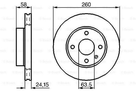 Диск тормозной (передний) Ford Sierra 82-93 (260x24.2) (с вентиляцией)) BOSCH 0 986 478 346