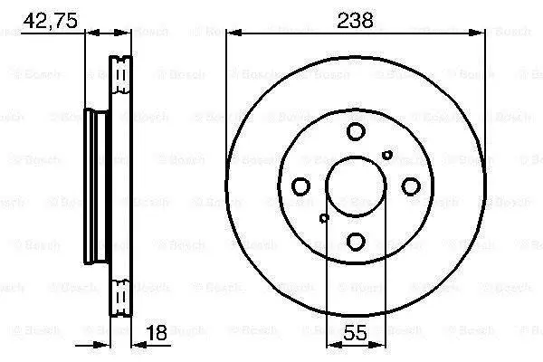 Диск гальмівний передн лів/прав TOYOTA PASEO, STARLET, TERCEL 1.0/1.3/1.5 12.89-09.99 BOSCH 0 986 478 438 (фото 1)