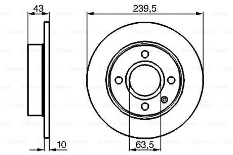 Диск гальмівний передн лів/прав FORD ESCORT V, ESCORT V EXPRESS, FIESTA, FIESTA III, ORION III 1.0-1.8D 01.89-01.97 BOSCH 0 986 478 501
