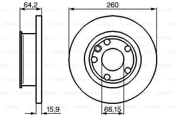 Диск гальмівний передн лів/прав VW CALIFORNIA T4 CAMPER, TRANSPORTER T4 1.8-2.5D 07.90-06.03 BOSCH 0 986 478 547 (фото 1)